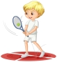 Бесплатное векторное изображение Мальчик мультипликационный персонаж играет в ракетку